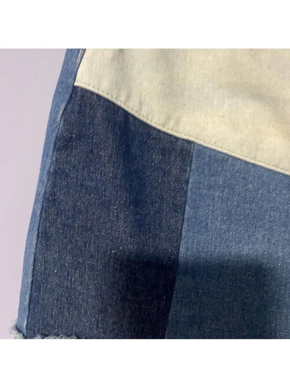 SUNCOO Paris Belted Button Front Denim Mini Skirt Parisian Chic Size 0